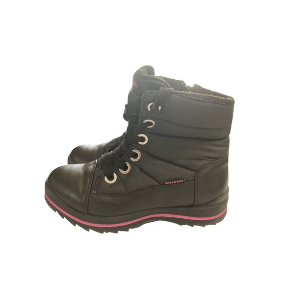 Skechers Youth Size 4 Black Pink Water-Resistant  Winter  Insulated Ankle Boots - Picture 2 of 7